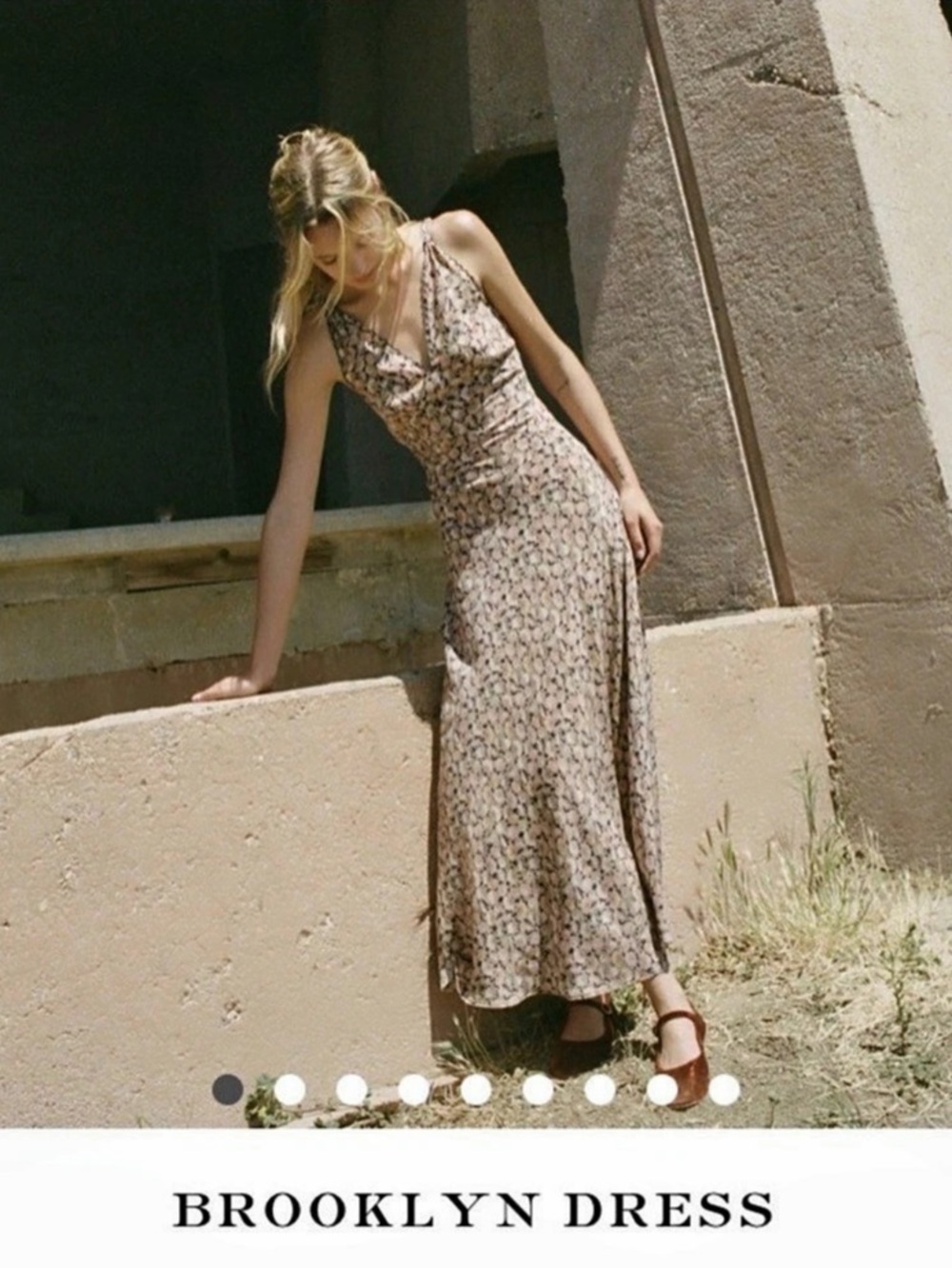 DÔEN Brooklyn Dress Floral Maxi Dress in Brown & Black Size Medium